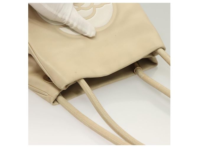 CHANEL Borsa Tote Camelia Pelle Beige CC Auth 128453 - vista 6