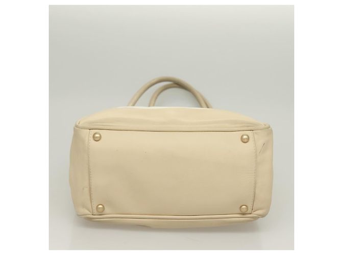 CHANEL Borsa Tote Camelia Pelle Beige CC Auth 128453 - vista 9