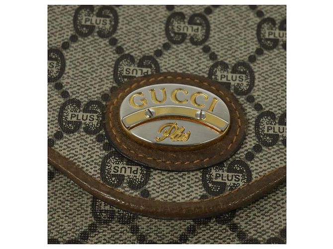 Borsa a spalla GUCCI GG Plus Supreme PVC Beige Oro Auth ep9232 D'oro - vista 14