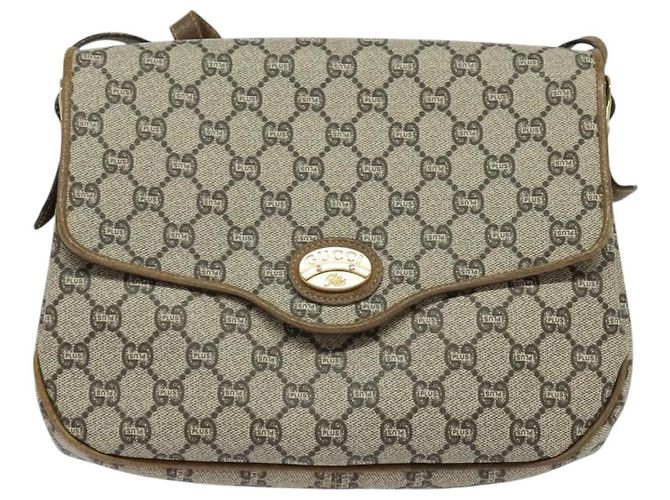 Borsa a spalla GUCCI GG Plus Supreme PVC Beige Oro Auth ep9232 D'oro - vista 2