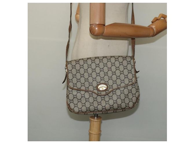 Borsa a spalla GUCCI GG Plus Supreme PVC Beige Oro Auth ep9232 D'oro - vista 23