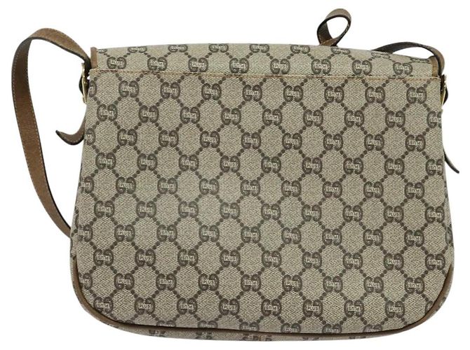 Borsa a spalla GUCCI GG Plus Supreme PVC Beige Oro Auth ep9232 D'oro - vista 3