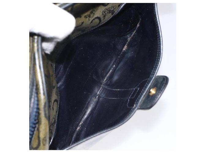 Céline Borsa a Spalla CELINE C Sulky PVC Blu Navy Oro Auth 127311 D'oro - vista 21