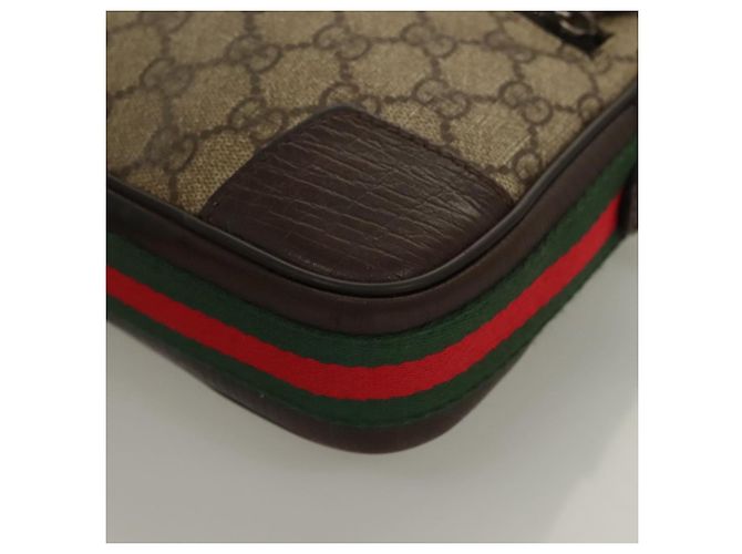 GUCCI GG Supreme Web Sherry Line Clutch Bag PVC Beige Argento 152599 Auth hk2854 - vista 10