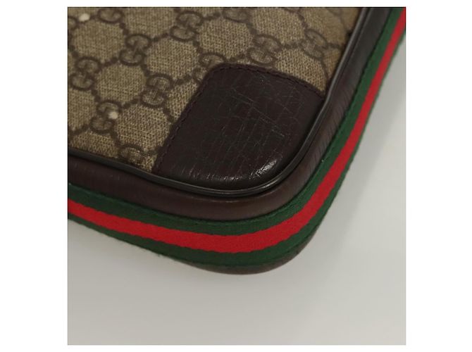GUCCI GG Supreme Web Sherry Line Clutch Bag PVC Beige Argento 152599 Auth hk2854 - vista 11