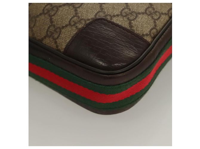 GUCCI GG Supreme Web Sherry Line Clutch Bag PVC Beige Argento 152599 Auth hk2854 - vista 12