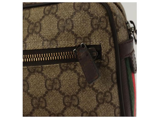 GUCCI GG Supreme Web Sherry Line Clutch Bag PVC Beige Argento 152599 Auth hk2854 - vista 15