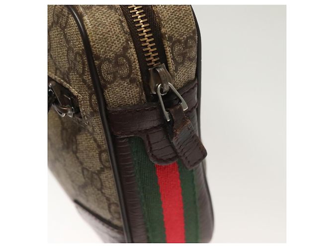 GUCCI GG Supreme Web Sherry Line Clutch Bag PVC Beige Argento 152599 Auth hk2854 - vista 16