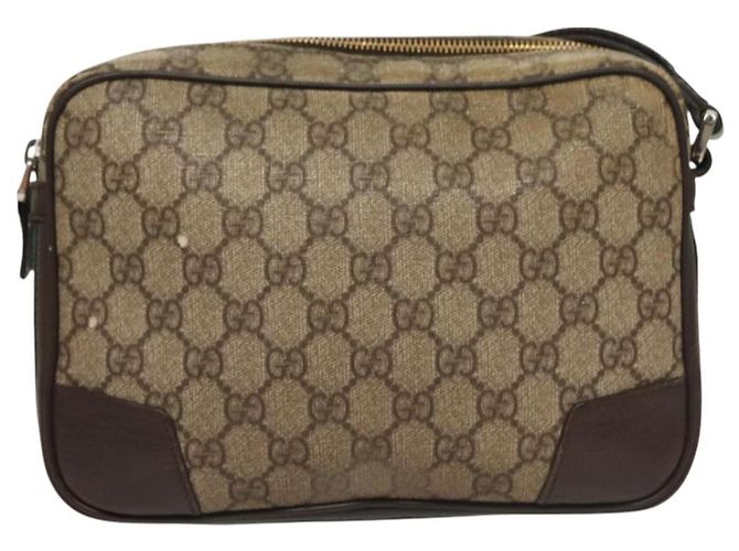 GUCCI GG Supreme Web Sherry Line Clutch Bag PVC Beige Argento 152599 Auth hk2854 - vista 3