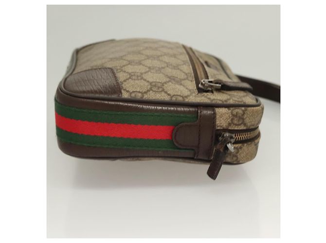 GUCCI GG Supreme Web Sherry Line Clutch Bag PVC Beige Argento 152599 Auth hk2854 - vista 5