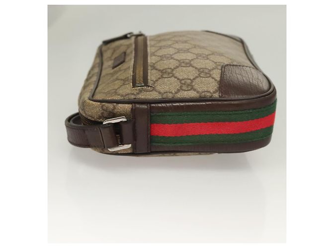 GUCCI GG Supreme Web Sherry Line Clutch Bag PVC Beige Argento 152599 Auth hk2854 - vista 6