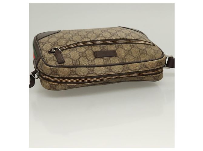 GUCCI GG Supreme Web Sherry Line Clutch Bag PVC Beige Argento 152599 Auth hk2854 - vista 7