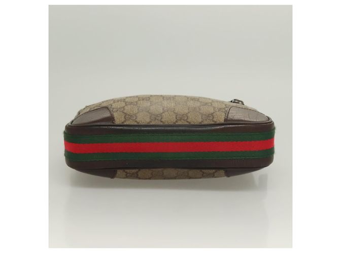 GUCCI GG Supreme Web Sherry Line Clutch Bag PVC Beige Argento 152599 Auth hk2854 - vista 8