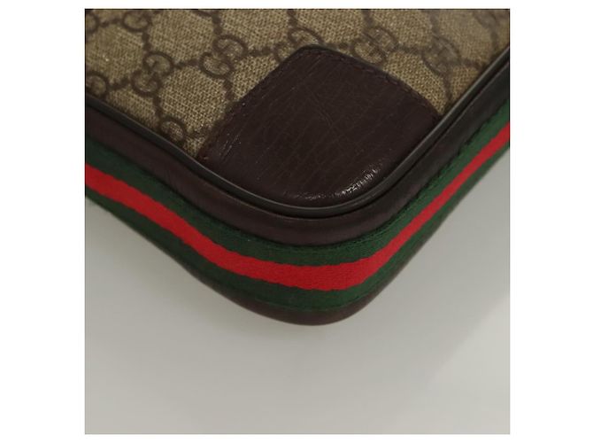 GUCCI GG Supreme Web Sherry Line Clutch Bag PVC Beige Argento 152599 Auth hk2854 - vista 9
