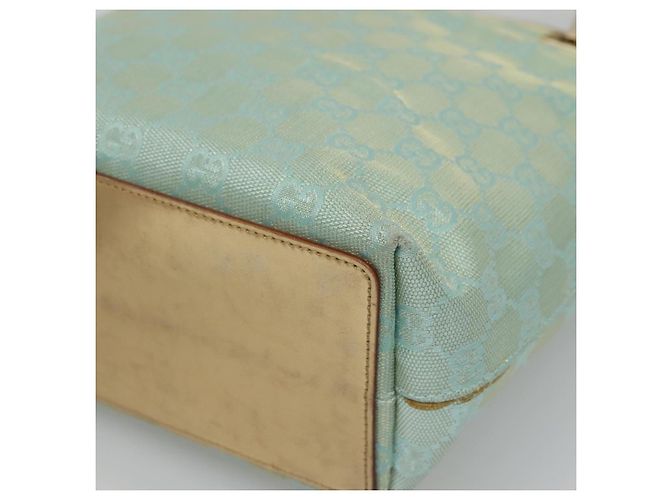 Sac fourre-tout en toile GG Gucci bleu clair or 002 1099 Auth BA3043 Doré - vue 10