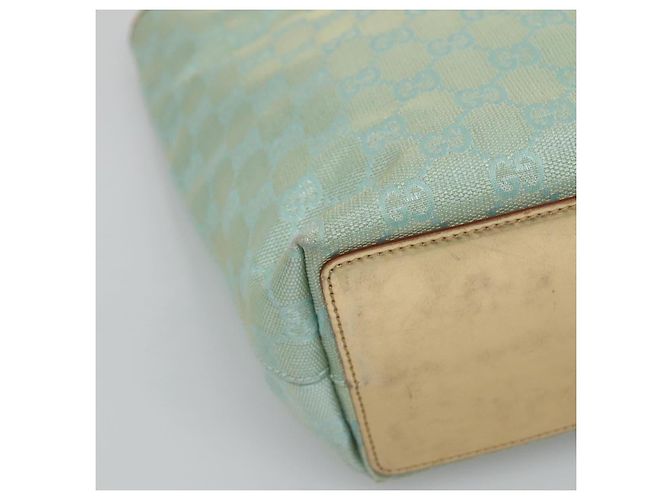 Sac fourre-tout en toile GG Gucci bleu clair or 002 1099 Auth BA3043 Doré - vue 11