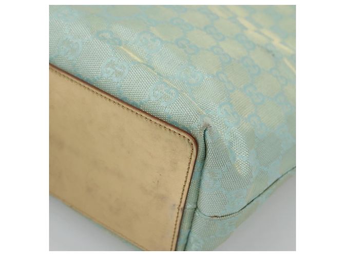 Sac fourre-tout en toile GG Gucci bleu clair or 002 1099 Auth BA3043 Doré - vue 12