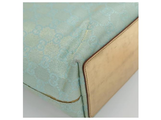 Sac fourre-tout en toile GG Gucci bleu clair or 002 1099 Auth BA3043 Doré - vue 13