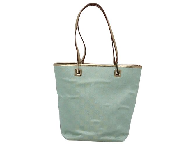 Sac fourre-tout en toile GG Gucci bleu clair or 002 1099 Auth BA3043 Doré - vue 3