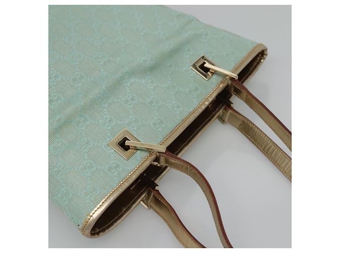 Sac fourre-tout en toile GG Gucci bleu clair or 002 1099 Auth BA3043 Doré - vue 6