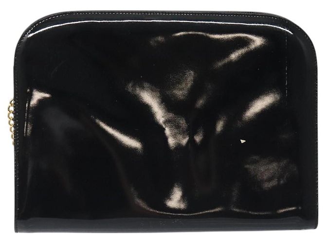 Borsa a spalla Gancini Chain di Salvatore Ferragamo in vernice nera e oro Auth 128138 Nero D'oro - vista 3