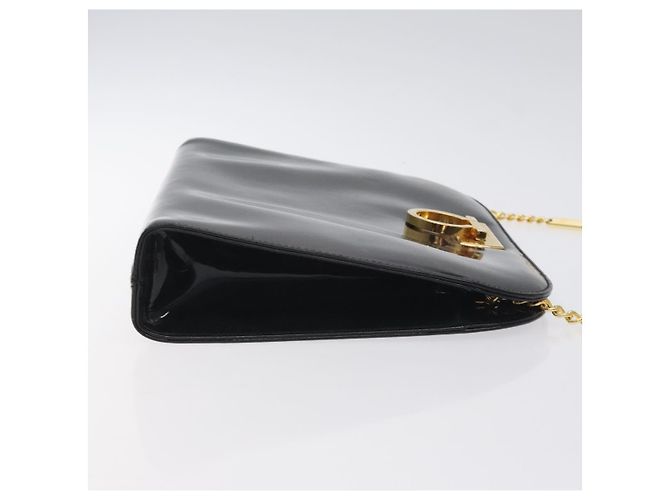 Borsa a spalla Gancini Chain di Salvatore Ferragamo in vernice nera e oro Auth 128138 Nero D'oro - vista 4