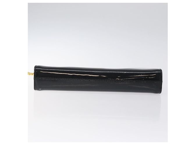 Borsa a spalla Gancini Chain di Salvatore Ferragamo in vernice nera e oro Auth 128138 Nero D'oro - vista 9