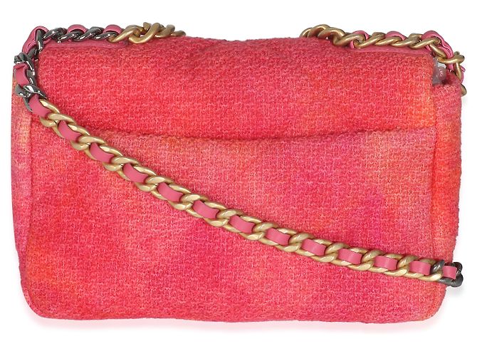 Borsa Chanel 19 in tweed trapuntato rosa corallo media - vista 7