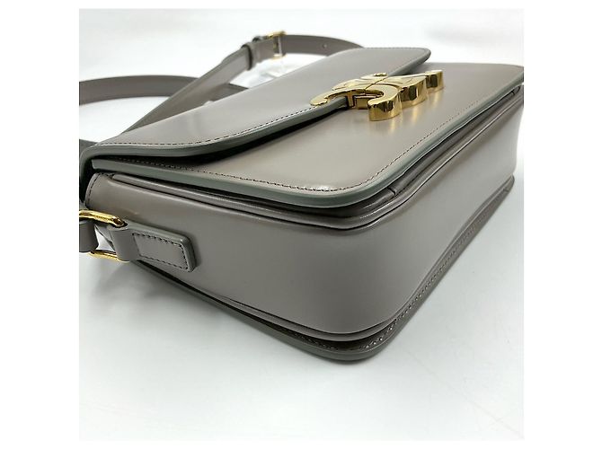 Bolsa Céline Triomphe Teen de couro cinza - vista 4