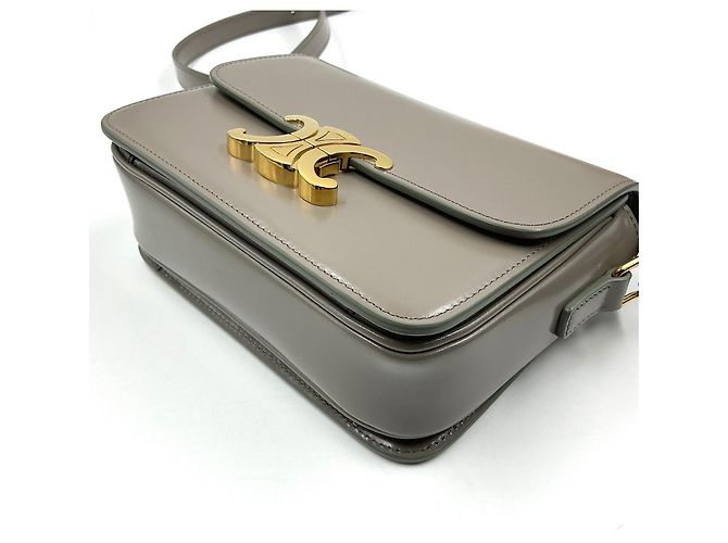 Bolsa Céline Triomphe Teen de couro cinza - vista 5