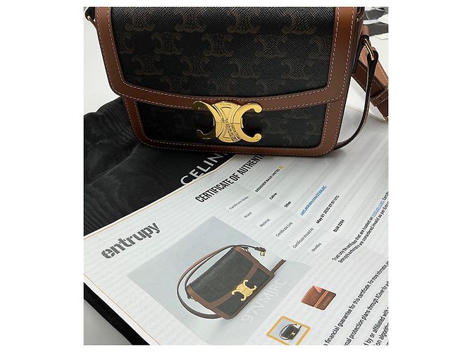 Borsa Céline Triomphe Teen in pelle marrone - vista 10