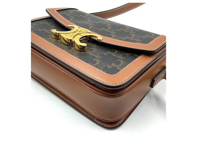 Borsa Céline Triomphe Teen in pelle marrone - vista 2