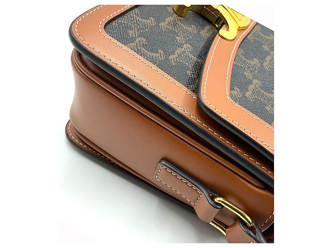 Borsa Céline Triomphe Teen in pelle marrone - vista 3