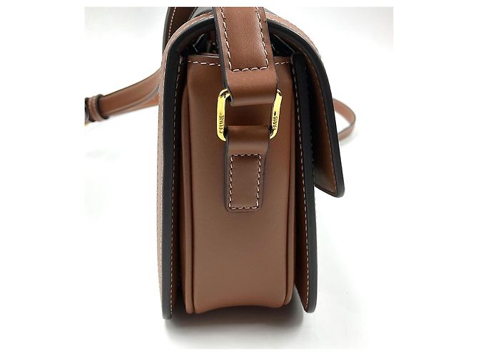 Borsa Céline Triomphe Teen in pelle marrone - vista 5