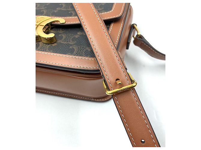 Borsa Céline Triomphe Teen in pelle marrone - vista 6