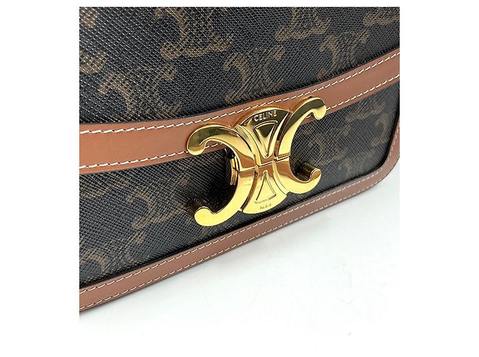 Borsa Céline Triomphe Teen in pelle marrone - vista 7