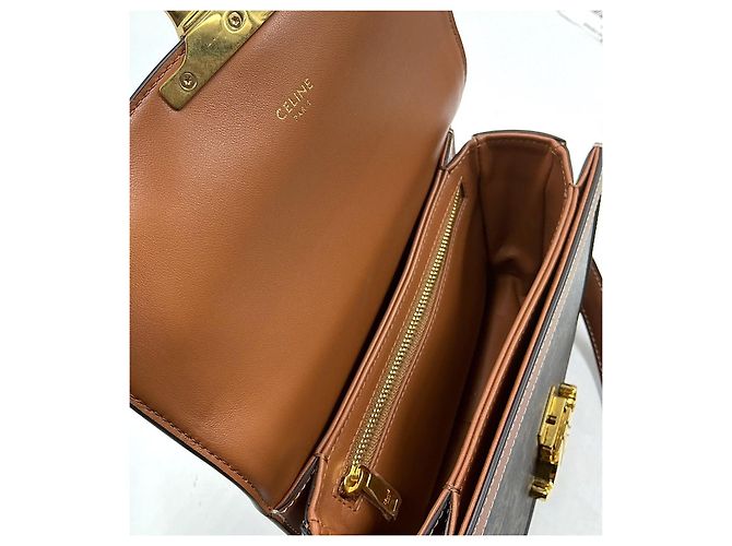 Borsa Céline Triomphe Teen in pelle marrone - vista 8