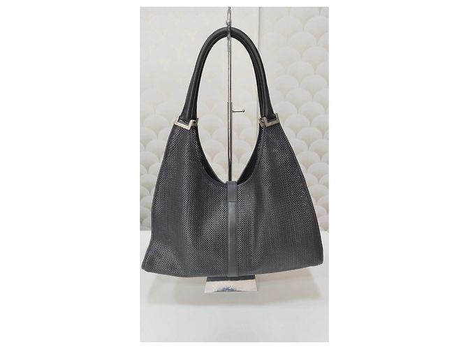 Borsa a mano Gucci Jackie in pelle perforata nera Nero - vista 3