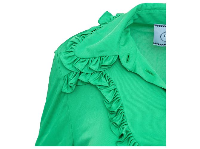 Prada Langarmkleid mit Rüschensaum Grün - Ansicht 6