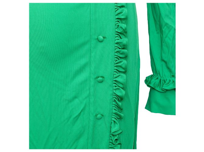 Prada Langarmkleid mit Rüschensaum Grün - Ansicht 7