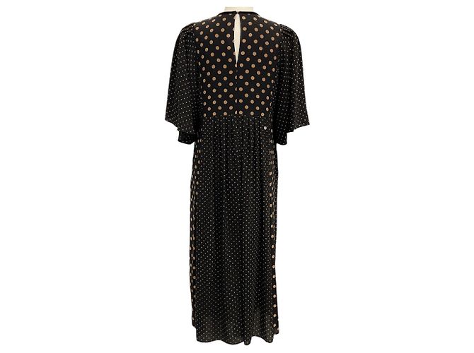 Vestido de bolinhas preto e bege Muveil - vue 3