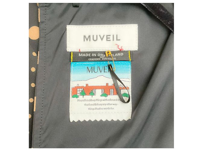 Vestido de bolinhas preto e bege Muveil - vue 4