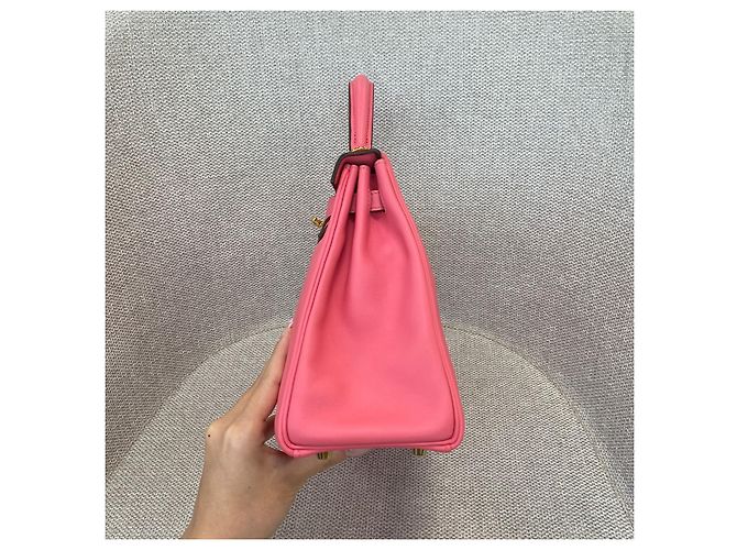 Bolsa Hermès Kelly 25 em couro Swift Rosa - vista 12