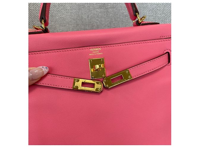 Bolsa Hermès Kelly 25 em couro Swift Rosa - vista 13