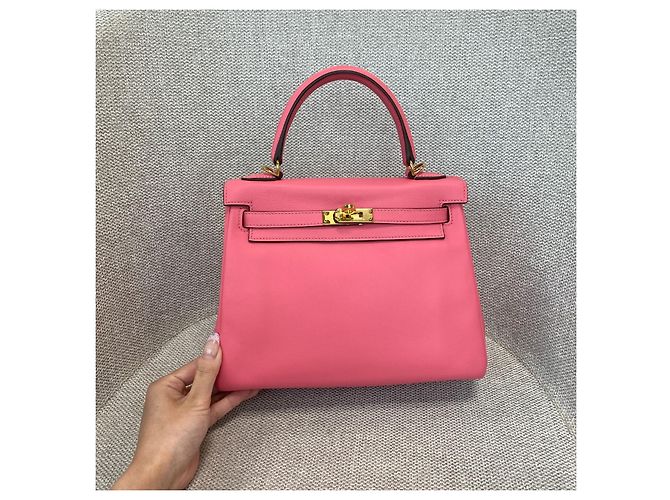 Bolsa Hermès Kelly 25 em couro Swift Rosa - vista 2
