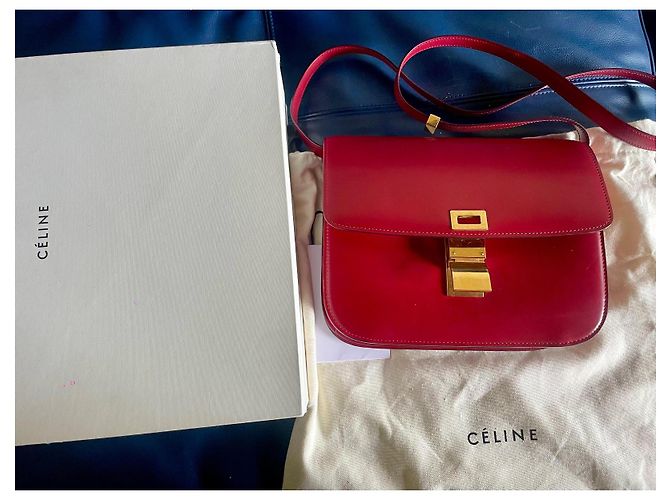 Classic Box Borsa a mano Céline Classic rossa in pelle Rosso - vista 7