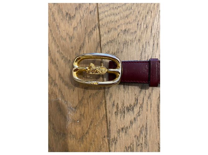 Céline Cintura in pelle bordeaux Celine Triomphe vintage Marrone D'oro Bordò Cognac Prugna Nocciola Castagno Caramello Cioccolato Marrone scuro Rame - vista 2