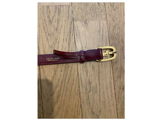 Céline Cintura in pelle bordeaux Celine Triomphe vintage Marrone D'oro Bordò Cognac Prugna Nocciola Castagno Caramello Cioccolato Marrone scuro Rame - vista 3