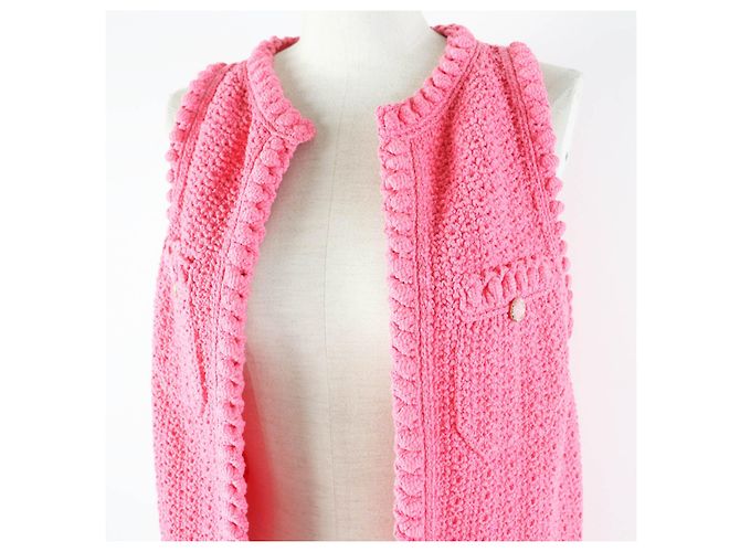 Chanel Baumwoll-Polyamid langer Gilet 34 Pink - Ansicht 2
