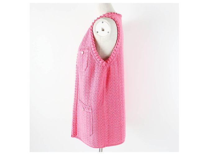 Chanel Baumwoll-Polyamid langer Gilet 34 Pink - Ansicht 3